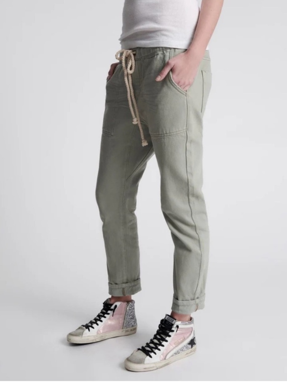 One teaspoon Shabbies Drawstring Casual Pants jeans in Sage Green